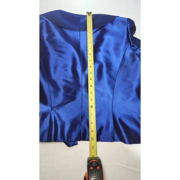 VNT Georgiou Studio Blue Shiny Blazer Size 12 + Unbranded Skirt Set Womens Suit - Picture 16 of 16